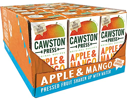 Cawston Press Fruit Water Kids Drink | Pressed Apple & Mango Flavoured Water | 200ml x 18 Pack Mango & Apple Juice Cartons | School Approved – No Added Sugar – Vegan | Ideal for Kids Lunchbox