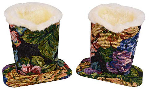 Baitaihem Pack of 2 Plush Lined Eyeglasses Holder Stand Protective Glasses Case For Desks Or Nightstands, Dark Floral Design, 4.6x 3.5x 4.8