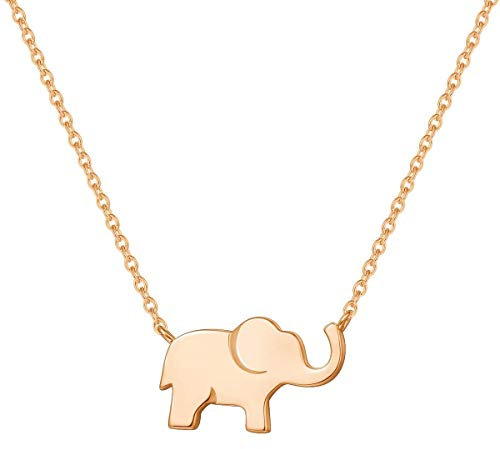 FANCIME Elefant Anhänger Kette Schmuck für Damen Mädchen Kinder 925 Sterling Silber Rosegold Vergoldet - Verstellbar Armkette: 40 + 5 cm