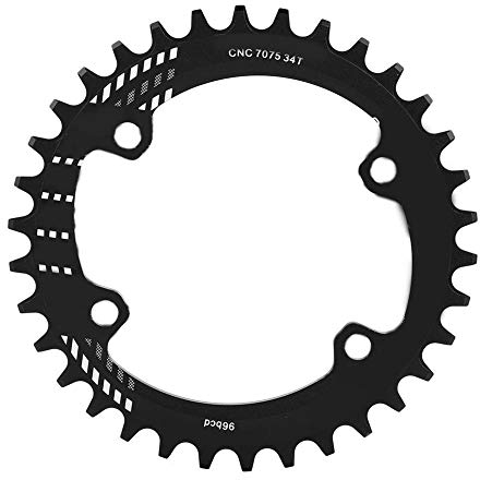 Keenso Plato Ancho-Estrecho de Bicicleta, Plato Aleación de Aluminio 32/34/36/38T BCD 96 mm para Bielas Serie M6000/ M7000/ M8000/ M9000 (34T-Negro)