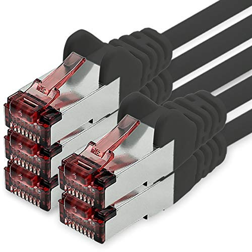 1CONN Cavo di Rete Cat6 0,25m Nero - 5 x Cavo Patch LAN Cat 6 Cavo di Rete LAN Sftp Pimf Lszh Rame 1000 Mbit s