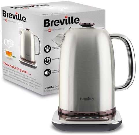 Breville Selecta Temperature Select Electric Kettle | 1.7L | 3kW Fast Boil | Digital Temperature Control | Brushed Stainless Steel [VKT159]