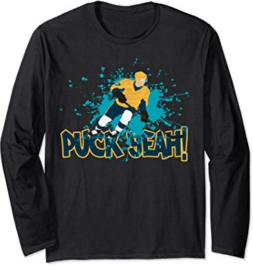 Puck Yeah Ice Hockey Fan Top for Players and Supporters Long Sleeve T-Shirt