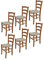 Tommychairs - 6er Set Stühle VENICE für Küche und Esszimmer, robuste Struktur aus lackiertem Buchenholz im Farbton helles Nussbraun und gepolsterte Sitzfläche mit STOFF in der Farbe Gämsebraun bezogen