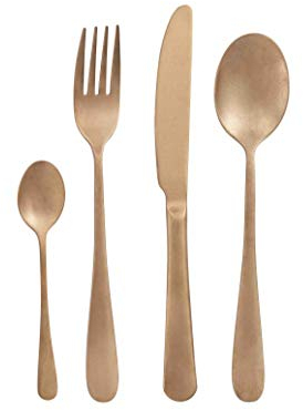 Brandani 52345 Set Posate Old Gold 16 Pezzi Inox (4 coltelli, 4 forchette, 4 cucchiai, 4 cucchiaini) 4 posto tavola
