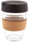 Hosoncovy 350ML Reusable Glass Coffee Cup with Cork Sleeve Heat Resistant Cork Band Travel Coffee Mug with Lid 12 OZ Coffee Cup (Brown)