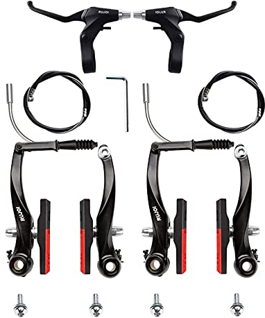 RUJOI Bike Brake Kit V Typ,110mm V-Brake Caliper,72mm Bike Brake Pads Set,Aluminium Bicycle Brake Lever,F/R Brake Housing and Cable, Bremsen V Type Ersatz Set für MTB, Road Bike,BMX,E Bike