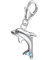 Goldene Hufeisen Charm Anhänger Delfin 925 Sterling Silber mit Zirkonia Blau