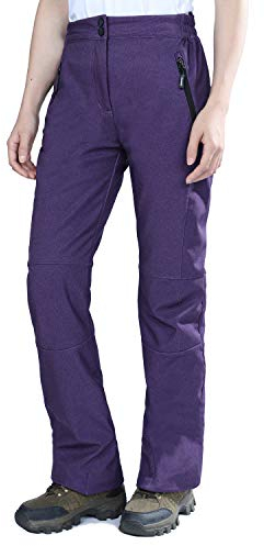 33,000ft Wanderhose Damen wasserdichte Winddichte Thermohose Softshellhose Warm Gefüttert Outdoorhose Winter Skihose Snowboardhose Atmungsaktive Schnelltrocknende Trekkinghose, Lila Kurzgröße XL
