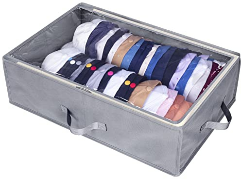 AOODA Große Hut-Aufbewahrungsbox für Baseballkappen, hält bis zu 50 Kappen, breiter Hut-Organizer für Schrank mit Pappe, Unterbett-Huthalter, Grau