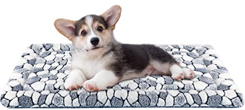 VANKEAN Élégant Tapis de Cage pour Chien réversible, Tapis de Couchage Doux pour Animal de Compagnie Convient pour Les Chiens et Chats de Petite et Grande Taille Lavable en Machine Motif Pierre Grise