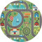 the carpet Happy Life Kinderzimmer, Kinderteppich, Spielteppich, Straßenteppich, Straße, Stadt, Auto, Rund, Grün, 160 cm Rund