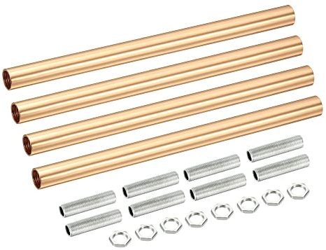 sourcing map Rosca Extensión Varilla Kit, M10 Rosca 7.87 Acoplamiento Tuerca Redondo Manguito Conector con Roscada Tubería Hexagonal Tuerca, Francés Oro 4 Juego