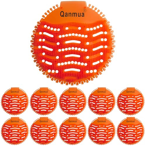 Qanmua 10 Piezas Rejillas para Urinario, Rejilla desodorizante para urinario, Rejilla para urinario para hoteles oficinas restaurantes y colegios Anti-spray y Anti-olor Naranja