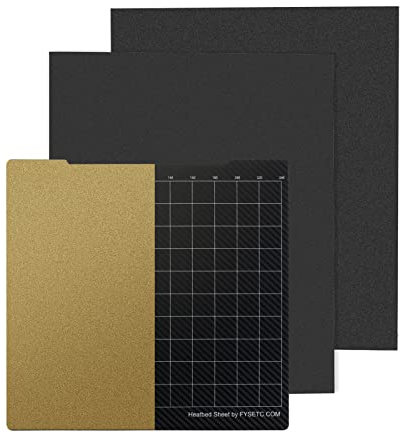 BCZAMD Prusaa i3 MK2 MK3 MK3S+ MK4 MK52 Teil Neueste Platte JanusBPS-PET Plattform Gold Textured Powder PEI+PET Carbonn Fiberr Double Spring Steel Printing Surface Sheet Heated Build Plate-10X9.4in