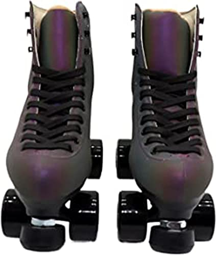 GZEZHA Damen Rollschuhe Klassische Leder High Top Double Skates Vierrad-Rollschuhe Perfekte Indoor-Outdoor-Rollschuhe Für Erwachsene A,47