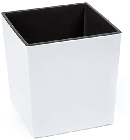 Tymar Blumentopf, Pflanzkübel, Übertopf, Blumenkübel aus Kunststoff, Gross, Quadrat, Glanz, Garten, Balkon, Terrasse, Haus (Weiß, 30x30 cm)
