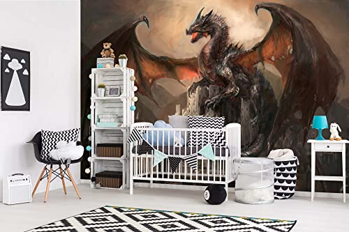 Vlies Fototapete KRIEG MIT DEM DRACHEN 375 x 250 cm (inkl. Kleister) - Vlies Tapete, Wandtapete, Wandbilder - Tapete für Wohnzimmer Schlafzimmer, Büro, Küche - Montagefertig