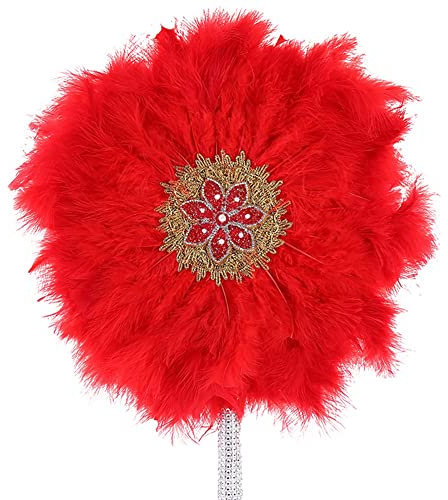 Hand Held Fan One-side African Turkey Feather Fan Fancy Dress Costume Fan African Fan Elegant Wedding Favors Fan Fashion Dance Fan