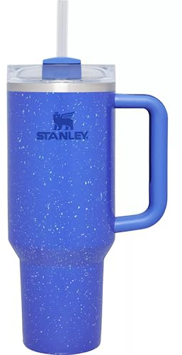 Stanley Quencher H2.0 FlowState vakuumisolierter Edelstahlbecher mit Deckel und Strohhalm, für Wasser, Eistee oder Kaffee, Smoothie und mehr, 1,2 l, Deep Iris Speckle
