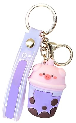 URFEDA Creative Cute Milk Tea Cup Shaped Keychain Boba Bottle Backpack Keychain Pendant For Car Keyring Phone Handbag Charm Pendant for Girl Woman