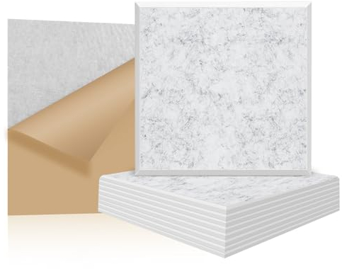 GUUSII HOME Schallabsorber Schalldämmung Selbstklebend Lärmschutz Wand 9''X9''X0.4'' Fibrotech Akustik Absorber Schallschutz Für Zimmertüren Soundproof Panels(M-Quadrat 12 Pack) (wolkengrau, M)