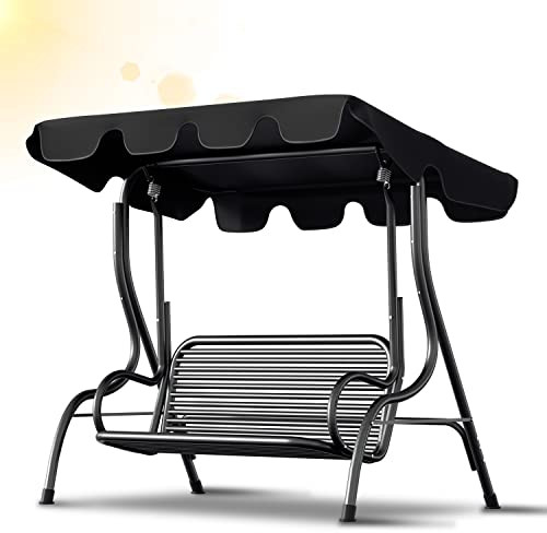 Daromigo Hollywoodschaukel Dachbezug Anthrazit Universal Ersatzdach für Hollywoodschaukel 210x145cm Wasserdicht 3 Sitzer Gartenschaukel Dach UV-Schutz