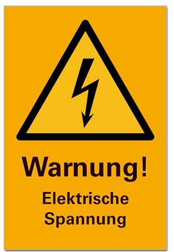 Warnung Elektrische Spannung Schild Hinweisschild Orange PVC 300 x 200 x 3 mm Vorgebohrt B1-Zertifiziert