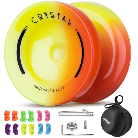 MAGICYOYO Reaktionsfähiges JoJo für Kinder, Pro JoJo Finger Spin Tricks Yoyo K2 Rot Gelb, Dual Purpose 2 in 1 Yoyo für Anfänger und Fortgeschrittene mit unempfindlichem Yo yo-Lager