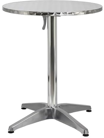 pemora Bistrotisch MIRANO klappbar, Tischgestell aus eloxiertem Aluminium mit Klappmechanismus, Tischplatte mit Edelstahlbeschichtung (INOX)