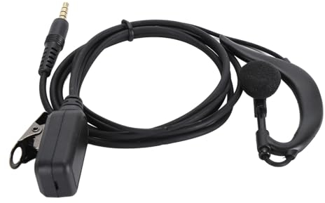 3,5-mm-Ohrbügel, Kabelgebundener Push-to-Talk-Ohrhörer in G-Form mit Inline-Schalter, Ansteckclip für Zello, Voxer, Funkgerät, Smartphone, Tablet