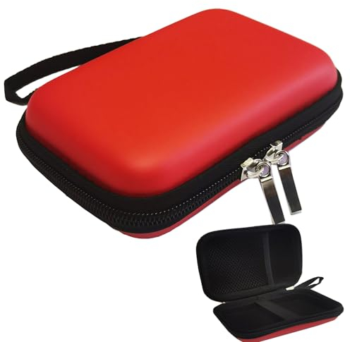 Goodshop001 GPS Navi Tasche Hülle Hart GPS Schutztasche Case Kompatibel mit Garmin Edge Explore 2 Garmin Edge 840 830 820 540 530 1040 1030 Plus Kabels and Audio Recorder Roland R-07 (Rot)