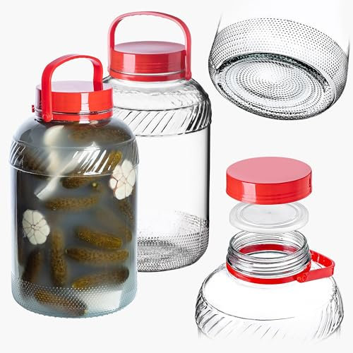 KADAX Gurkenglas mit Deckel, Einmachglas, luftdichte Konservierung, Glasballon, universelles Glas, Vorratsglas für Gurken, Aufbewahrung, Aufbewahrungsglas, Einweckglas (8L 2er Set)