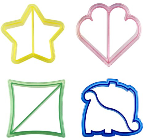 HiempTru Sandwich Ausstecher für Kinder, 4 Stück | Lustige Formen für Brot, Obst und Kekse; ideal für Bento-Boxen, Snacks und kreative Kindermahlzeiten.