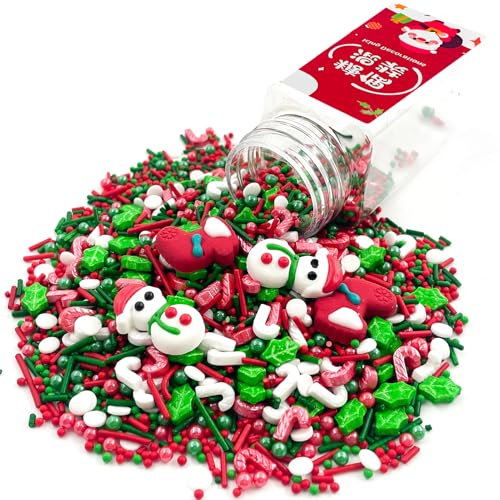 Streudeko Weihnachten Essbar 100g, Zuckerdekor Weihnachten, Essbare Tortendeko Weihnachten, Kuchen Deko Weihnachten, Essbare Perlen, zum Backen und Dekorieren
