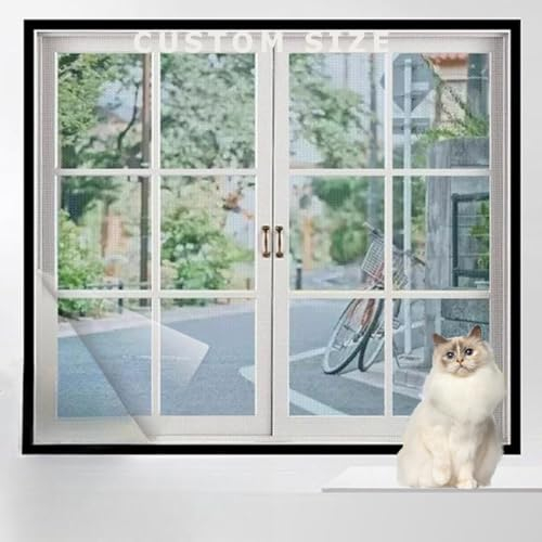 Katzenschutz-Fensternetz, reißfestes Katzen-Vogel-Isolationsnetz, Fensterschutz hält Käfer/Fliege/Mücken draußen, selbstklebendes Netz für Balkon Schlafzimmer