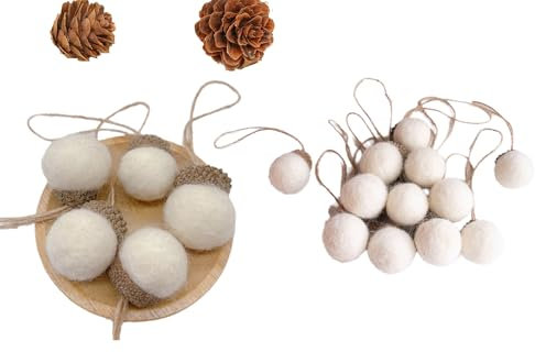 12 Stück Eicheln Anhänger im Scandi-Stil aus Filz, Handmade Herbstdeko Eicheln Filzanhänger Weihnachten Miniatur Weihnachtsdeko Weihnachtlicher Baumschmuck Winterdeko (03)
