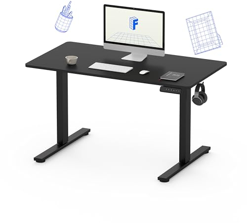 FLEXISPOT Höhenverstellbarer Schreibtisch Basic Plus 100x60cm mit Haken und Memory-Handsteuerung-Sitz-Stehpult für Büro & Home-Office (Schwarz)