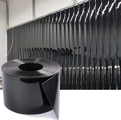 Kunststoffstreifen Türvorhang schwarz – 2,4 m Kratzschutz PVC Vorhang Vinyl Rolle, kommerzielle Industrietür für Werkstatt, Haustierhaus, Lager, 80 Ft * 19.1 cm * 0.2 cm glatt schwarz
