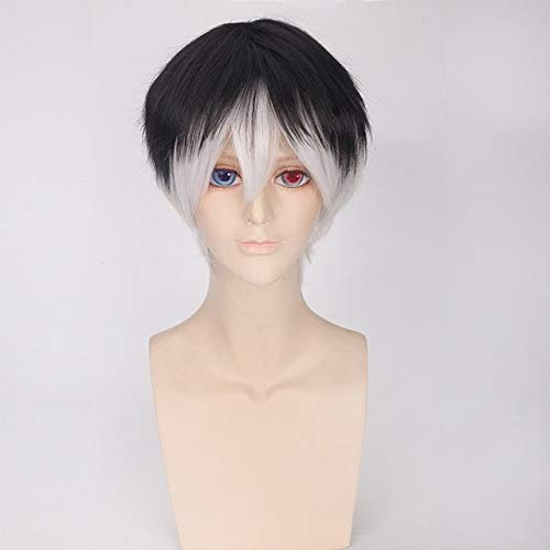 JUFKGBAR-Hochwertige Anime Tokyo Ghouls Ken Kaneki Cosplay Perücke Sasaki Haise Perücke Cosplay Mädchen Jungen Renji Yomo Uta Kurzes schwarz graues Haar Einheitsgröße Haise Sasaki Perücken