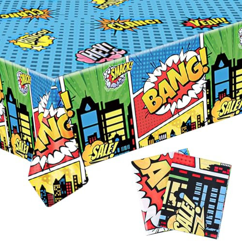 Gosknor 2pcs Hero Themed Birthday Tablecloth, Dessert Table Cloth Party Table Decorations Hero Table Cloth Table Cover Party Supplies Tablecloth for Birthday Party Men Women