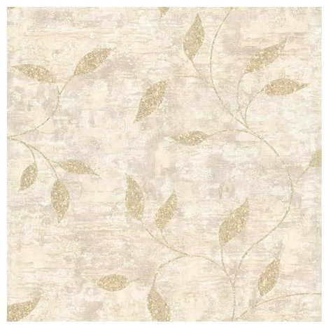 Boutique Ornamental Leaf Cream Textured Floral Wallpaper