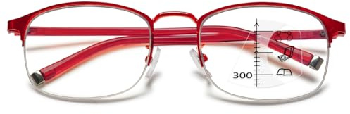 ABETOS Lesebrille Progressive Multifokus Blaulichtfilter Gleitsichtbrille Metall Halbrand Lesehilfe Sehhilfe Multifokale Brille mit Sehstärke für Damen Herren