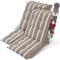 Beautissu 6er Set Premium Niedriglehner Auflage Gartenstuhl 100x50cm Sun-NL – 8cm Dick Polster Gartenstuhlauflage rutschfest Befestigungsbänder UV-Lichtechtheit 5 – Robust Stoff Beige-Weiß Gestreift