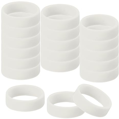 sourcing map 30Pcs Tiny Rubber Bands, 0.8 x 0.28 Inch Silicone Wide Rubber Bands for Organizing and Securing Items, Glow in the Dark Silicone Rings for Fashion Accessory, Luminous White
