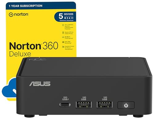 ASUS NUC 15 Pro AI-Ready Mini PC Desktop (Intel Core Ultra 5 225H, 32 GB DDR5 RAM, 1 TB PCIe Gen 4 SSD, WiFi 7, BT 5.4, Windows 11 Pro) includes Free Norton 360 Deluxe Anti virus