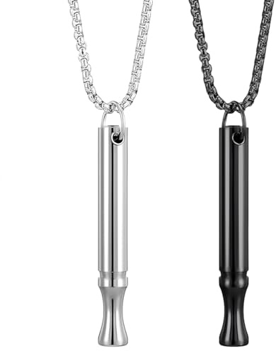 VisageVitalit 2 Pièces Acier Inoxydable Femme, Chaîne avec Sifflet, Anti Stress Respirant Collier pour Respiratoire Sans de l'anxiété Soulagement, pour Hommes Femmes