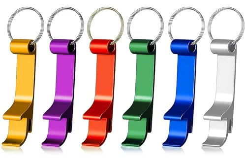 6 Pcs Bottle Opener Keyring, Beer Bottles Caps Cans Openers Keychain, Mini Keyring Bottle Opener, for Daily Use and Gift