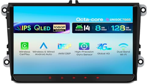XTRONS Android 14 Autoradio Octa Core 8+128GB für VW T5 Golf 5 6 Polo Caddy