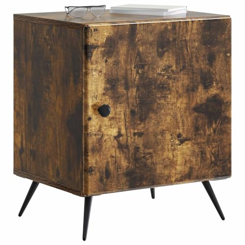 vidaXL Nachttisch 2 pcs Geräucherte Eiche 43 x 34,5 x 50 cm, Vintage rechteckiger Couchtisch, kompakt mit viel Stauraum, Nachtisch als praktischer Organizer